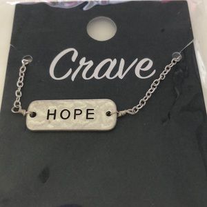 Crave Worn Silver Tone ‘Hope’ Bar Necklace NWT!